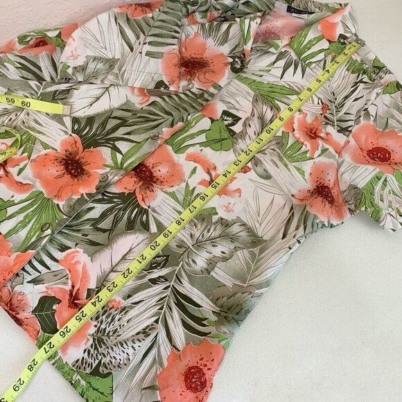 Stunt Floral Camp Shirt Womens XL Silk Button Up Side Slits Hibiscus Tropical - Picture 7 of 9